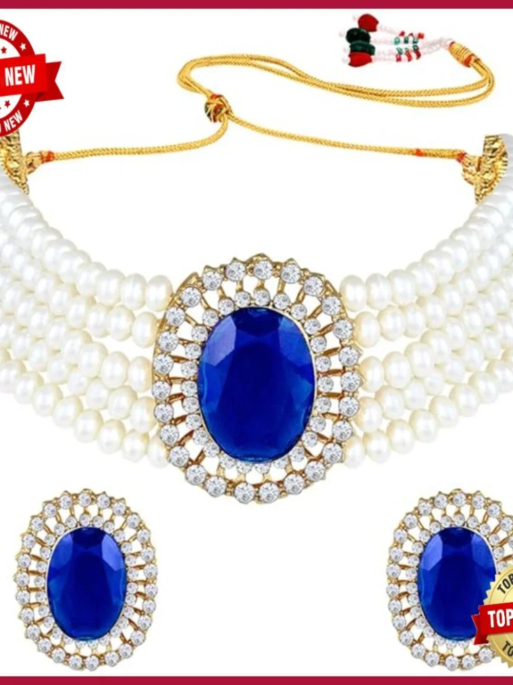 Multi Layered Beaded Necklace Earrings Set Traditional Wedding Jewelry